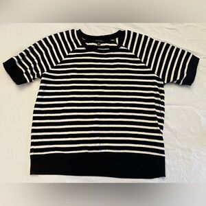 Lucky Brand Black and White Striped Short Sleeve Women’s Sweater/Top, Size Small